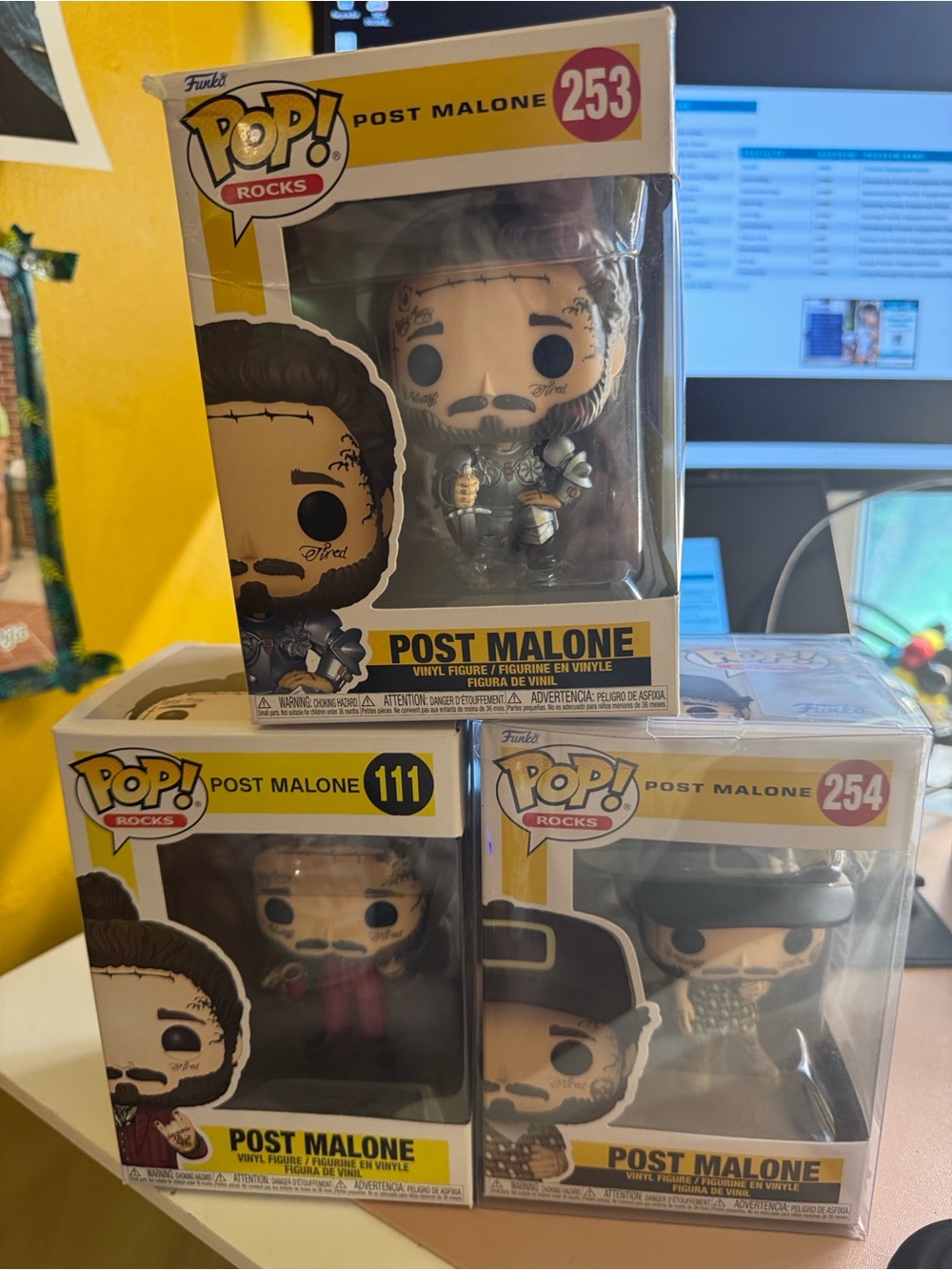 Funko Pop! Post Malone Vinyl Figure Trio: 111, 253, 254